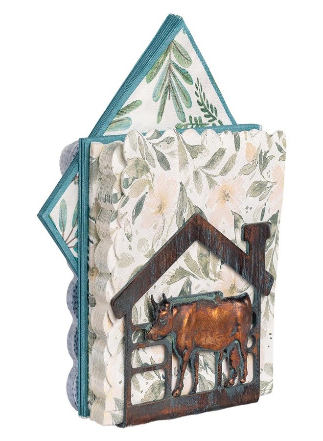 CLYB Mini Metal Cow Napkin Holder for Table, Rustic Farmhouse Napkin Holders for Paper Napkins, Antique Copper Paper Towel Tissue Napkins Dispenser for Home Kitchen Coffee Shop Bar - Image 2