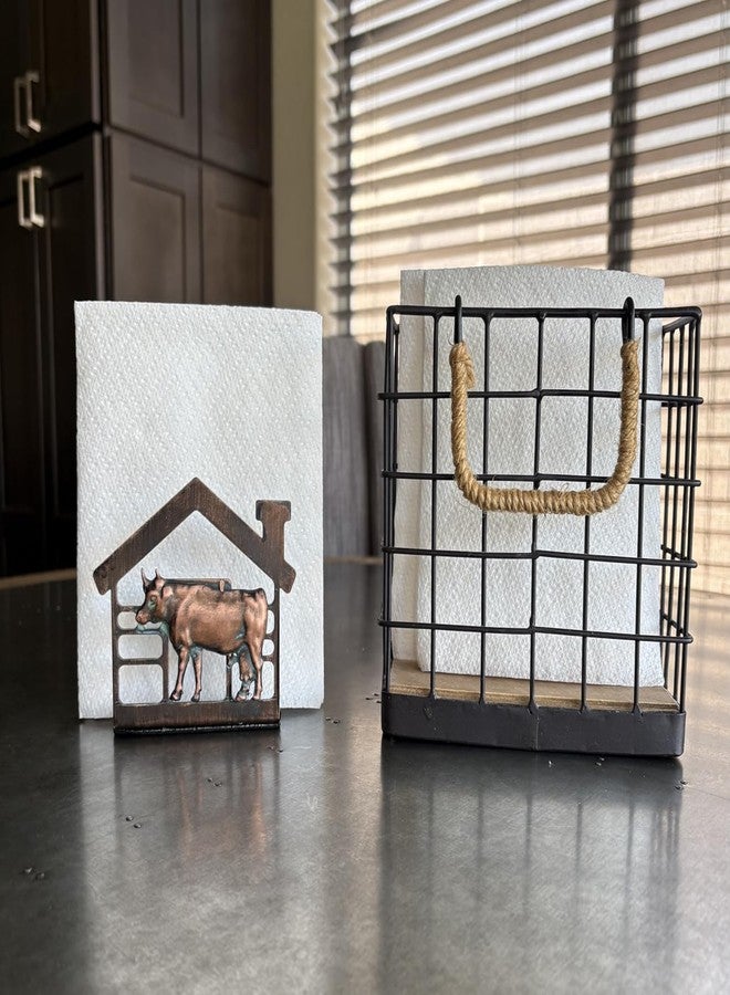 CLYB Mini Metal Cow Napkin Holder for Table, Rustic Farmhouse Napkin Holders for Paper Napkins, Antique Copper Paper Towel Tissue Napkins Dispenser for Home Kitchen Coffee Shop Bar - Image 3
