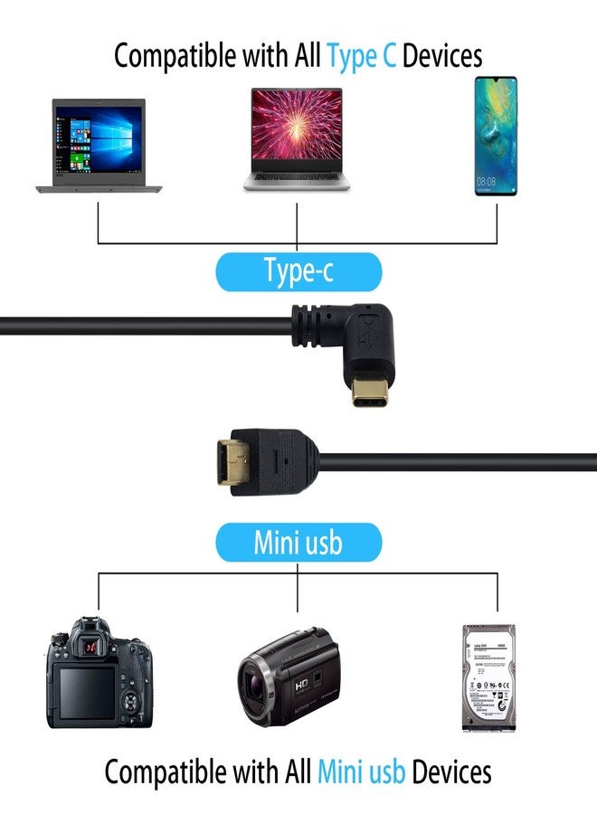 Duttek كابل دوتيك ميني USB إلى USB C، كابل محول USB C بزاوية صحيحة إلى ميني USB ذكر إلى ذكر لكاميرا رقمية والمزيد 10 بوصة/26 سم - Image 4