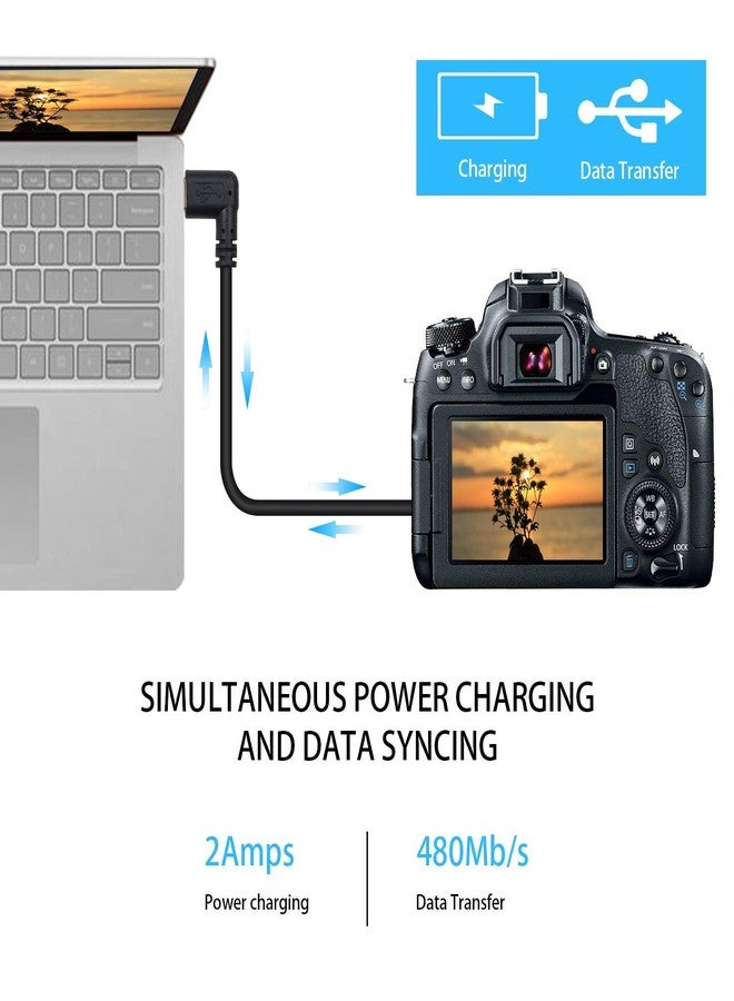Duttek كابل دوتيك ميني USB إلى USB C، كابل محول USB C بزاوية صحيحة إلى ميني USB ذكر إلى ذكر لكاميرا رقمية والمزيد 10 بوصة/26 سم - Image 5