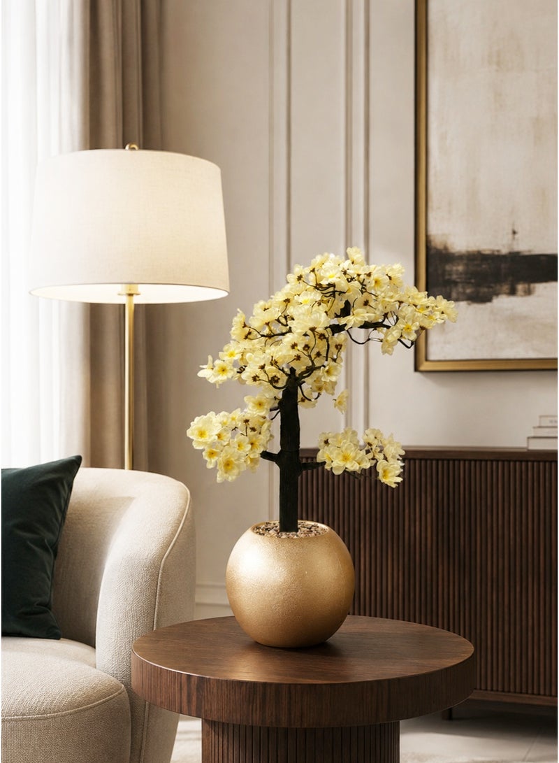 Tala Artificial Bonsai Flower Plant with Dense Realistic Blossoms | Elegant Round Plastic Pot | 60 cm Height | Sophisticated Decorative Touch for Home & Office - Image 2