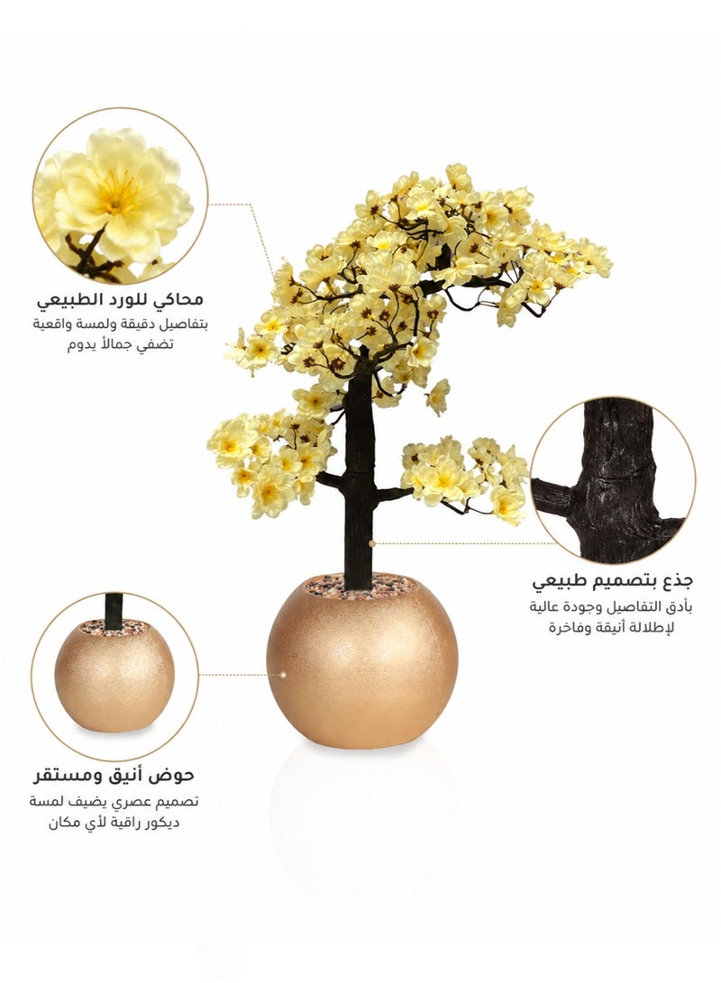 Tala Artificial Bonsai Flower Plant with Dense Realistic Blossoms | Elegant Round Plastic Pot | 60 cm Height | Sophisticated Decorative Touch for Home & Office - Image 3