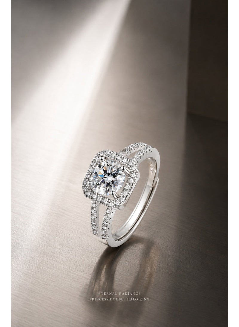 ZOCAI Luxury Cushion Cut Halo Ring for Women Double Row Pavé Split Shank Wedding Engagement Jewelry - Image 5