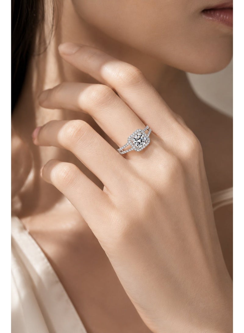 ZOCAI Luxury Cushion Cut Halo Ring for Women Double Row Pavé Split Shank Wedding Engagement Jewelry - Image 4