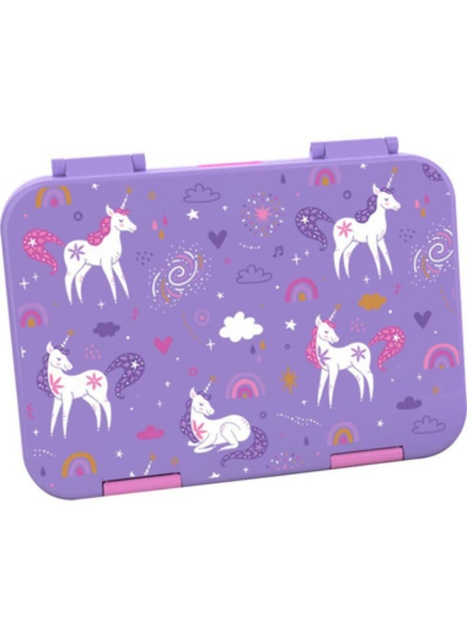 Atrium Lunch Box Slant Open Mount with 4 Compartments with Unicorn Pattern Top Lid Purple volume 710ml - Image 2