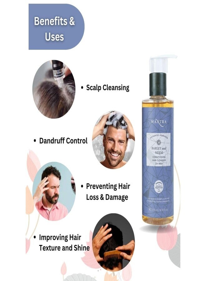 Mantra Herbal Barley and Neem Conditioning Hair Cleanser For Men - 250 ml | Smoothens Hair Follicles & Soothe the Scalp | Reduce Irritation | Remove Dandruff - Image 2