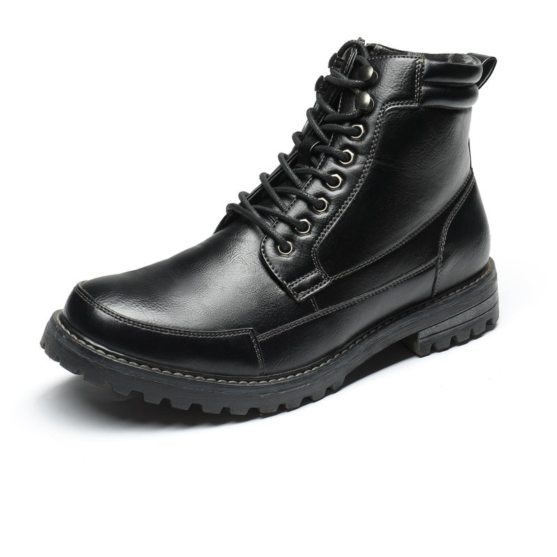 Bruno Marc Men's Motorcycle Combat Boots Warm Zipper Biker Riding Oxford Boot,Size 10.5,Black,ENGLE-05