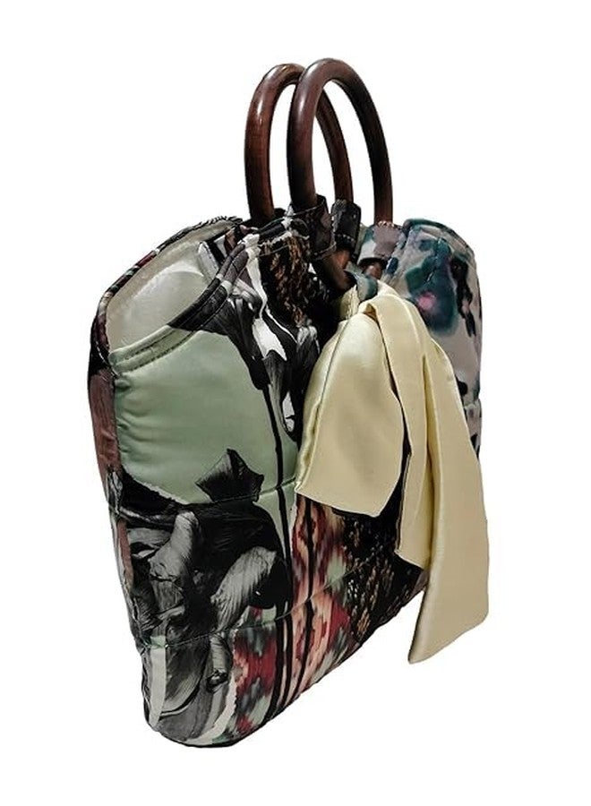 athizay Top Handle Handbags for Women Handcrafted Self Design silk feel Fabric Stylish Bags (Multi-color) - Image 3