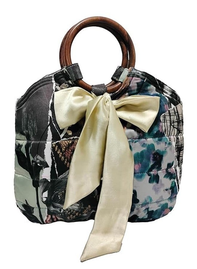 athizay Top Handle Handbags for Women Handcrafted Self Design silk feel Fabric Stylish Bags (Multi-color) - Image 1