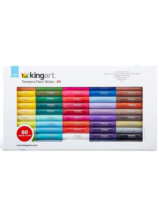 KINGART Tempera Paint Sticks Vibrant Colors Solid Tempera Paint For Kids Super Quick Drying Works Great On Paper Wood Glass Ceramic Canvas (60) - Image 1