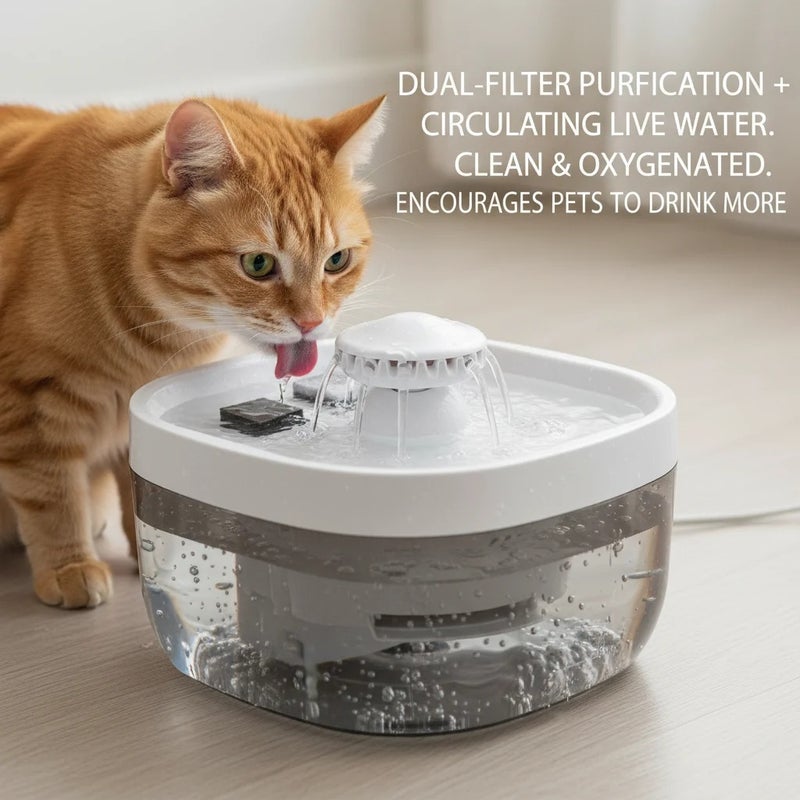 Pet Water Fountain 1.85Gal Large Capacity Ultra-Quiet 30dB Cat Drinking Dispenser with 2 Filters, 5V USB Pump Auto Circulating, Anti-Dry Burn for Dogs Cats, White - Image 5