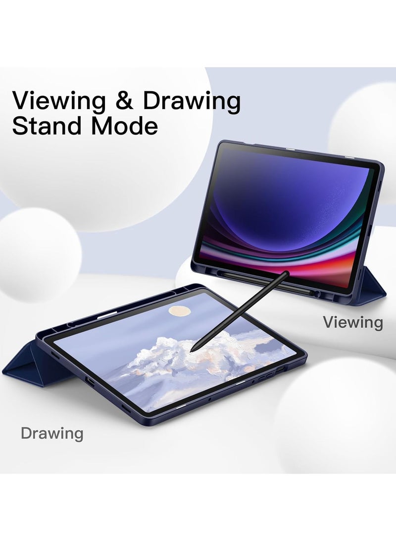 Case with Pen Holder, Soft TPU Back Trifold Stand Protective Smart Cover Flip, Auto Wake&Sleep For Samsung Galaxy Tab A9 8.7 inch Tablet Cover [SM-X110/X115/X117] Blue - Image 4