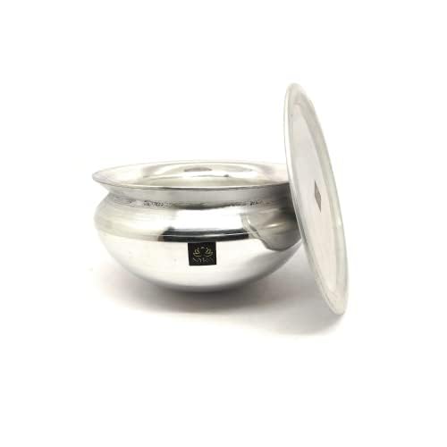 NYRA Aluminium Handi with Lid Machine Glossy Finish Biryani Rice Cooking Pot Dhari Patiya Tope Patila Vessel Deg Degchi Available in 4 Different Sizes Extra Large 6 LTR Silver - Image 1