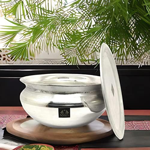 NYRA Aluminium Handi with Lid Machine Glossy Finish Biryani Rice Cooking Pot Dhari Patiya Tope Patila Vessel Deg Degchi Available in 4 Different Sizes Extra Large 6 LTR Silver - Image 2