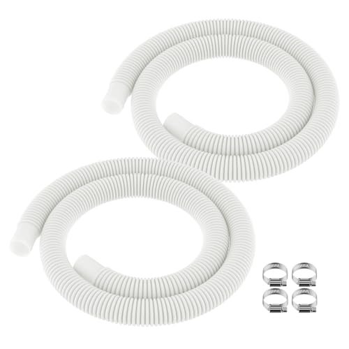 ANTOBLE Pool Hose for Intex 1.25" Diameter Above Ground Pool Pump Hoses Replacement Accessory 59" Long 1-1/4 Swimming Pool Filter Pump Hoses 607 637 With 4 Metal Clamps, 2 Pack - Image 1