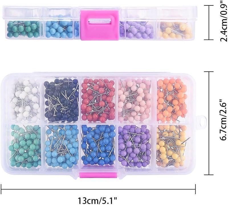 KUUQA 1000 Pieces 18 inch Map Push Pins Map Tacks Thumbtacks with Plastic Round Heads and Steel Needle Points - Image 2