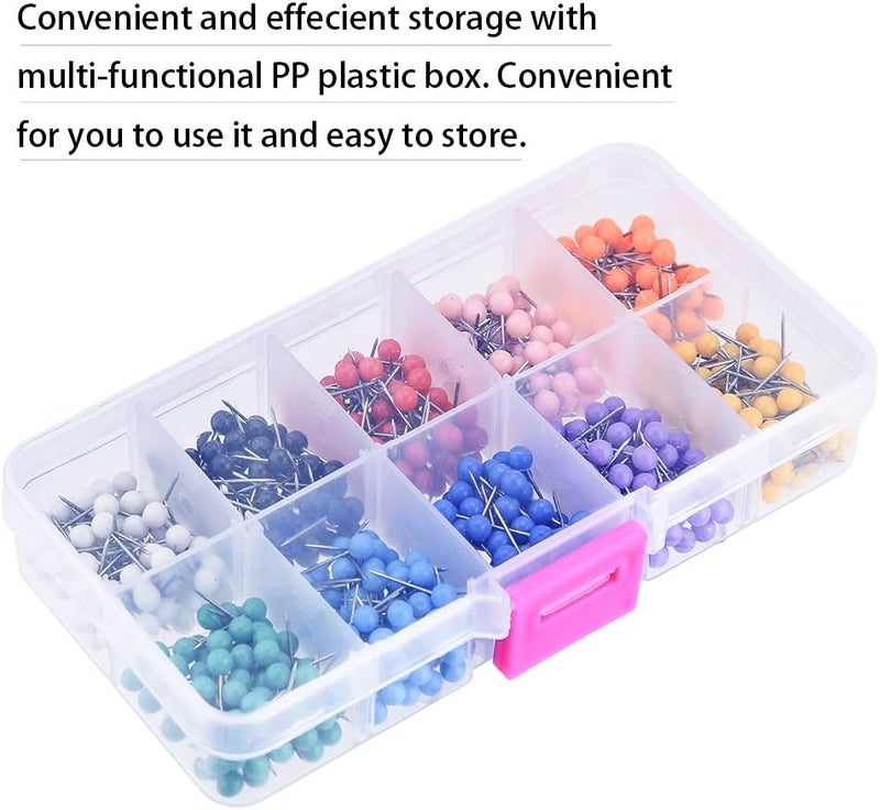 KUUQA 1000 Pieces 18 inch Map Push Pins Map Tacks Thumbtacks with Plastic Round Heads and Steel Needle Points - Image 4
