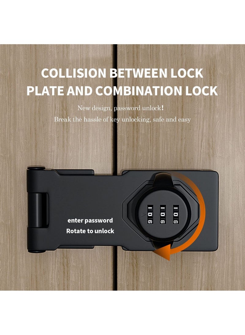 Household Cabinet Password Locks, Door Combination Lock, Lock Clasp w/Screws for Cabinet, Privacy can use Mailbox, Pet Doors, Office File Black - Image 4