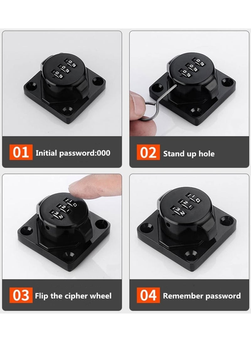 Household Cabinet Password Locks, Door Combination Lock, Lock Clasp w/Screws for Cabinet, Privacy can use Mailbox, Pet Doors, Office File Black - Image 2