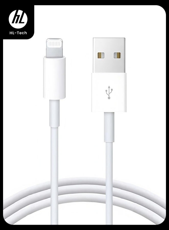 إتش إل تيك الشاحن عالي الجودة HL-tech لجهاز iPhone، مع كابل USB إلى Lightning بطول 1 متر، سلك شحن سريع متوافق مع أجهزة iPhone 14/13/12/11 Pro Max/XS MAX/XR/XS/X/8/7/Plus/6S/6/SE/5S/iPad. - Image 1