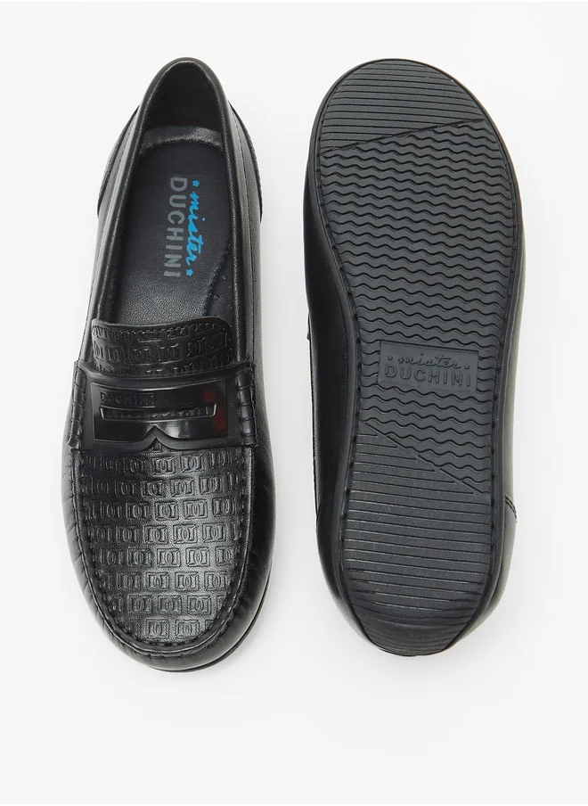 DUCHINI Boys Mister Textured Slip-On Moccasins