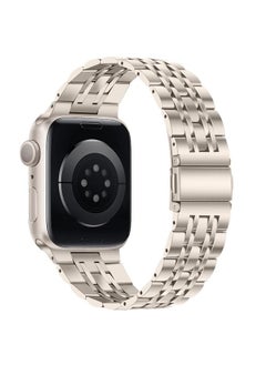 Tasikar Band Compatible with Apple Watch Band 49mm 46mm(Series 10) 45mm 44mm 42mm Men Women Strap Solid Stainless Steel Metal Bracelet Compatible with iWatch SE Series10 9 8 7 6 5 4 3, Starlight  - Image 3