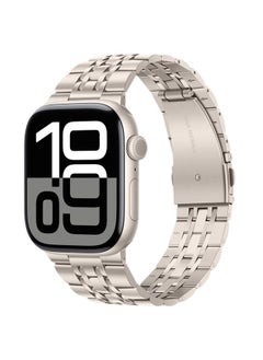 Tasikar Band Compatible with Apple Watch Band 49mm 46mm(Series 10) 45mm 44mm 42mm Men Women Strap Solid Stainless Steel Metal Bracelet Compatible with iWatch SE Series10 9 8 7 6 5 4 3, Starlight  - Image 1