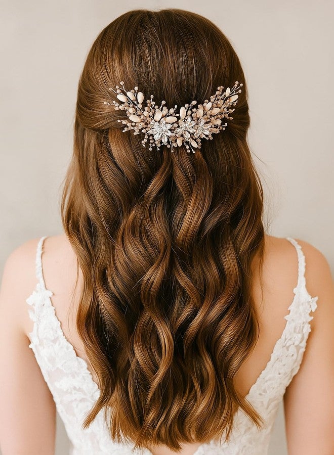 Samyak Wedding Hair Pins Handmade Pearl & Crystal Bridal Tiara Bridesmaid Hair Decoration Accessories (gold) - Image 3