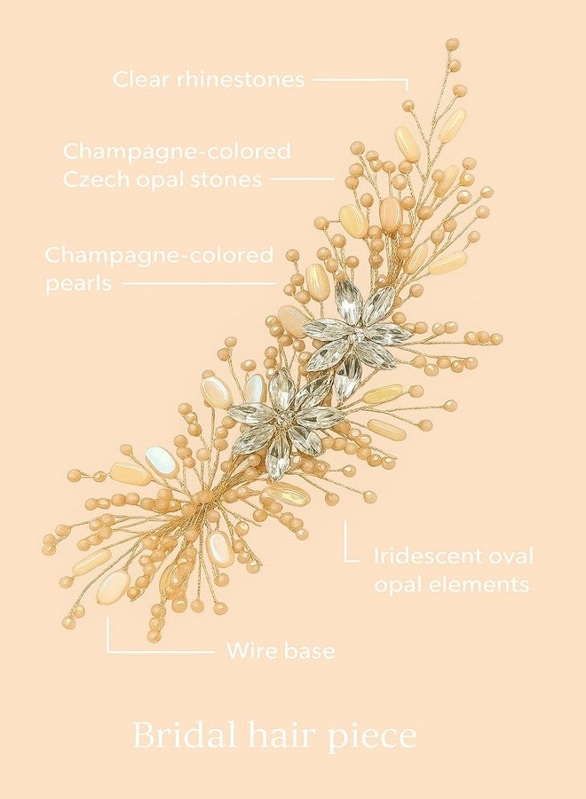 Samyak Wedding Hair Pins Handmade Pearl & Crystal Bridal Tiara Bridesmaid Hair Decoration Accessories (gold) - Image 5