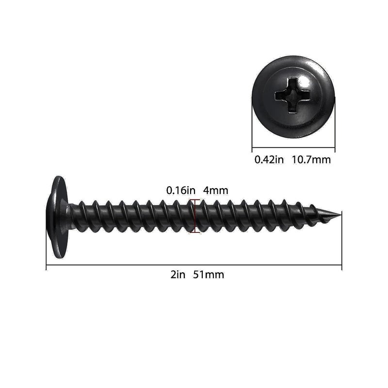 Wensilon Store (100 pcs)#8×2" Black Truss Head Wood Screws Quick Metal Self Tapping Zinc Oxide - Image 2