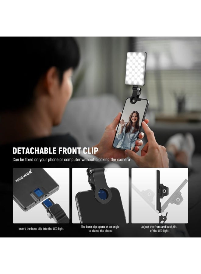 NEEWER Basic Selfie Light with Front & Back Phone Clip, 60 LED 2000mAh Rechargeable CRI - Image 3
