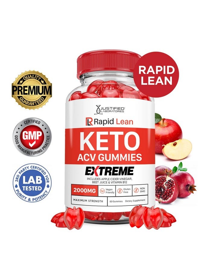 Justified Laboratories Rapid Lean Keto ACV Gummies Extreme 2000MG Rapid Lean Keto Gummies Apple Cider Vinegar Formulated with Pomegranate Beet Juice Powder B12 Vegan Non GMO 60 Gummys - Image 2