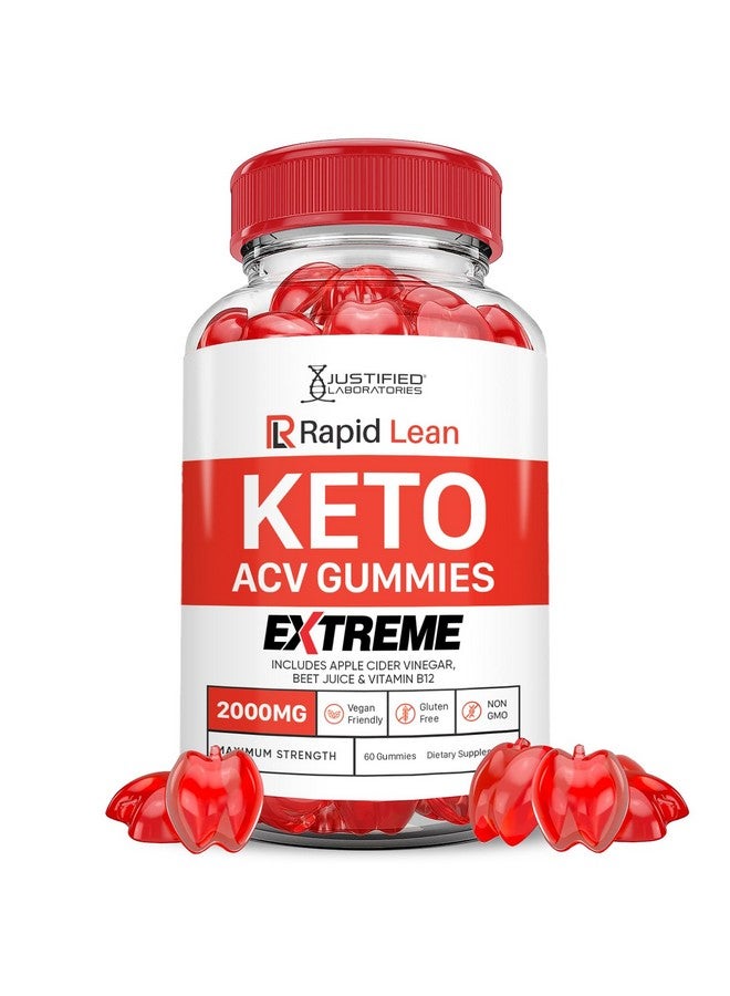 Justified Laboratories Rapid Lean Keto ACV Gummies Extreme 2000MG Rapid Lean Keto Gummies Apple Cider Vinegar Formulated with Pomegranate Beet Juice Powder B12 Vegan Non GMO 60 Gummys - Image 1