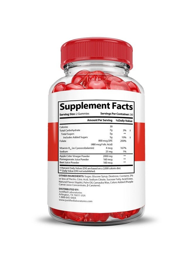 Justified Laboratories Rapid Lean Keto ACV Gummies Extreme 2000MG Rapid Lean Keto Gummies Apple Cider Vinegar Formulated with Pomegranate Beet Juice Powder B12 Vegan Non GMO 60 Gummys - Image 5