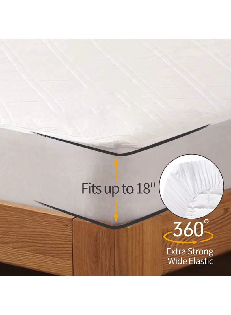 Yahor Waterproof Mattress Protector - Soft Cotton Terry Surface, Fitted Mattress Cover, Hypoallergenic Pad, Topper, Machine Washable Sheet - Image 2
