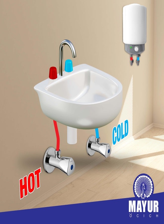 MAYUR ÖCICH Bathroom Wall Mounted Brass Angle Valve With Wall Flange | Concealed Stop Cock For Kitchen, Chrome Finished(Set of 12) TRI-1 - Image 2