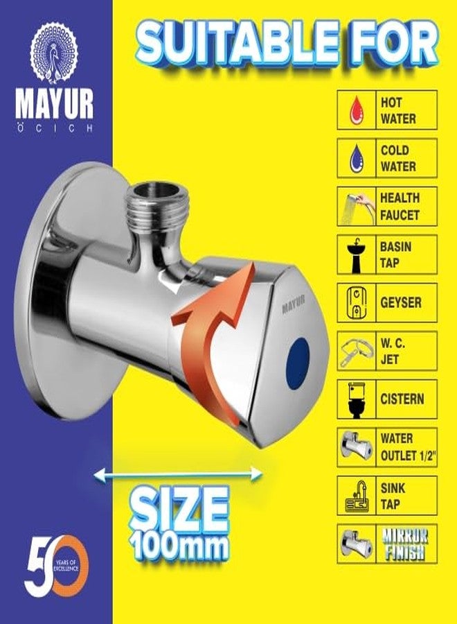 MAYUR ÖCICH Bathroom Wall Mounted Brass Angle Valve With Wall Flange | Concealed Stop Cock For Kitchen, Chrome Finished(Set of 12) TRI-1 - Image 4