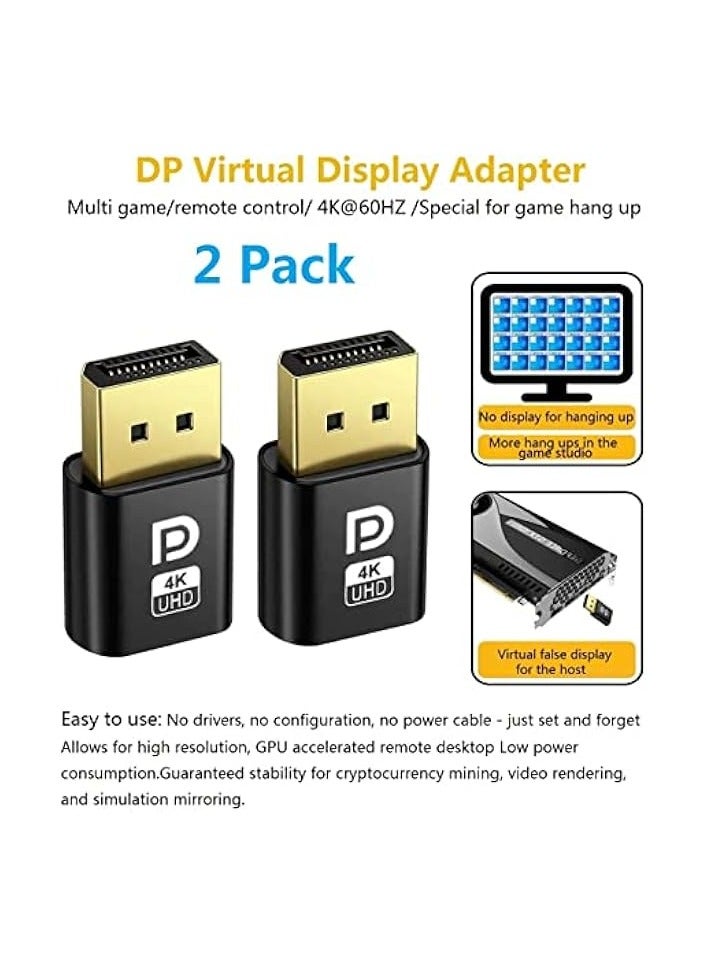 erorex DisplayPort HDMI Dummy Plug Display Emulator EDID, DP Virtual for PC 4K 1080Pb (fit Headless 2560x1600@60Hz)-2Pack, Compatible with Windows, Mac OS, Linux - Image 3