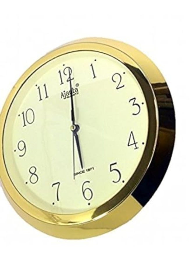 Ajanta Quartz Analog Wall Clock – Golden Frame, Elegant Plastic Design – 43.5cm x 31.4cm – Round Decorative Wall Clock for Office & Living Room (Model 1207-Ivory) - Image 1