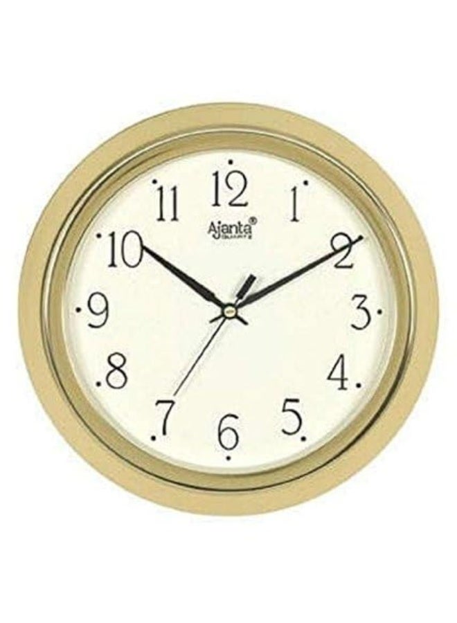 Ajanta Quartz Analog Wall Clock – Golden Frame, Elegant Plastic Design – 43.5cm x 31.4cm – Round Decorative Wall Clock for Office & Living Room (Model 1207-Ivory) - Image 2