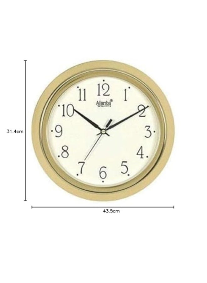 Ajanta Quartz Analog Wall Clock – Golden Frame, Elegant Plastic Design – 43.5cm x 31.4cm – Round Decorative Wall Clock for Office & Living Room (Model 1207-Ivory) - Image 3