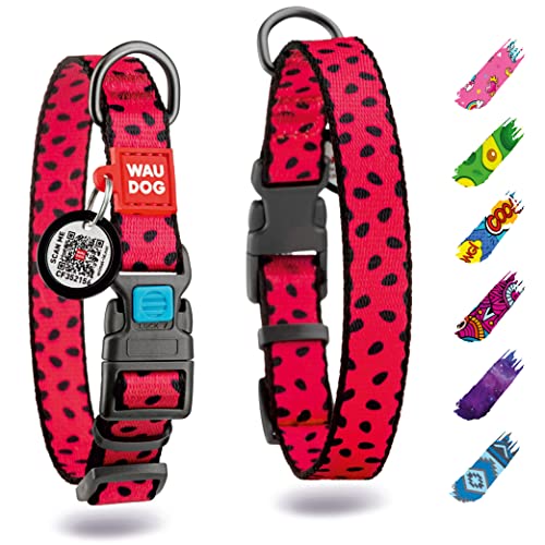 WAUDOG Nylon Dog Collar - Adjustable Dog Collar for Large Dogs, Small & Medium Dogs - Puppy Collars for Large Breed Dogs - Boy & Girl Dog Collars with Durable Plastic Buckle and QR Dog Tag - Image 1