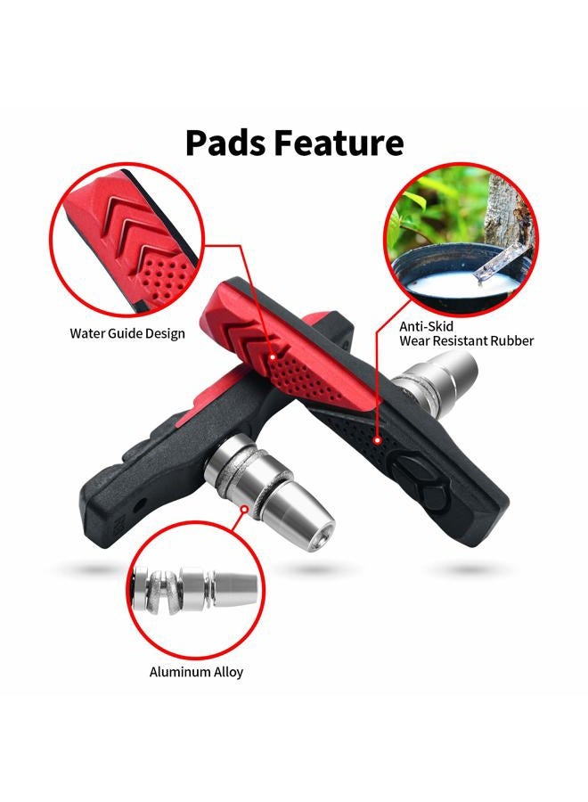 RUJOI 2 Pairs Bike Brake Pads Set,72mm V Brake Shoes with Hex Nuts and Washers, Brakes V-Brake Replacement Set for Cruiser MTB Mountain Bicycle - Image 4