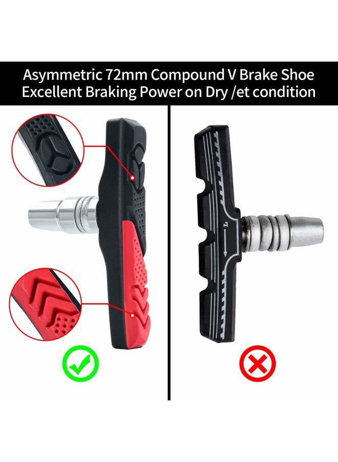 RUJOI 2 Pairs Bike Brake Pads Set,72mm V Brake Shoes with Hex Nuts and Washers, Brakes V-Brake Replacement Set for Cruiser MTB Mountain Bicycle - Image 3