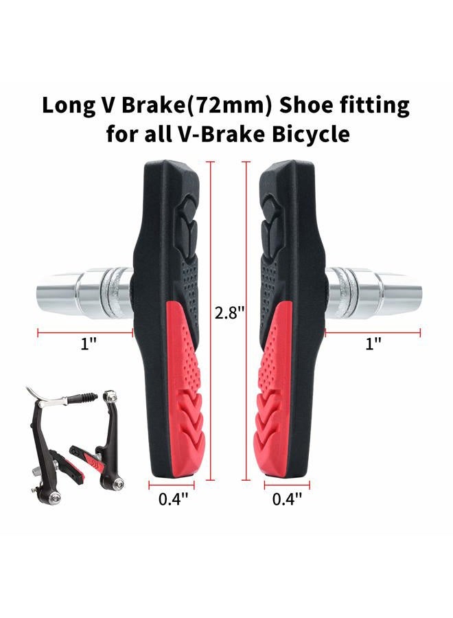 RUJOI 2 Pairs Bike Brake Pads Set,72mm V Brake Shoes with Hex Nuts and Washers, Brakes V-Brake Replacement Set for Cruiser MTB Mountain Bicycle - Image 2