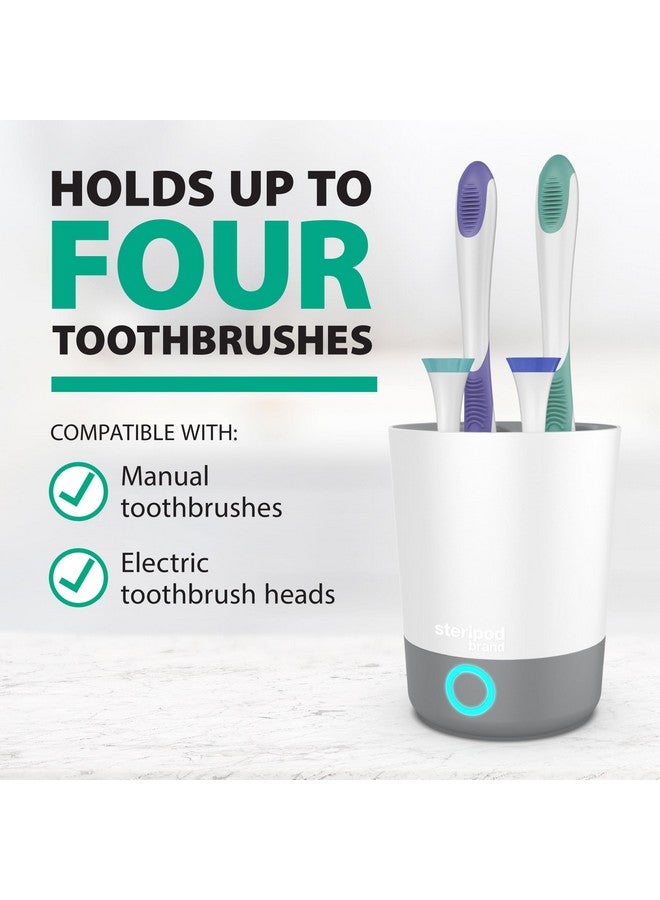 ستيريبود معقم فرشاة الأسنان المنزلي UV من ماركة Steripod، يقلل من الكائنات الدقيقة الضارة، حامل فرشاة الأسنان ومحطة التنظيف، يحمل أربع فرش أسنان - Image 4