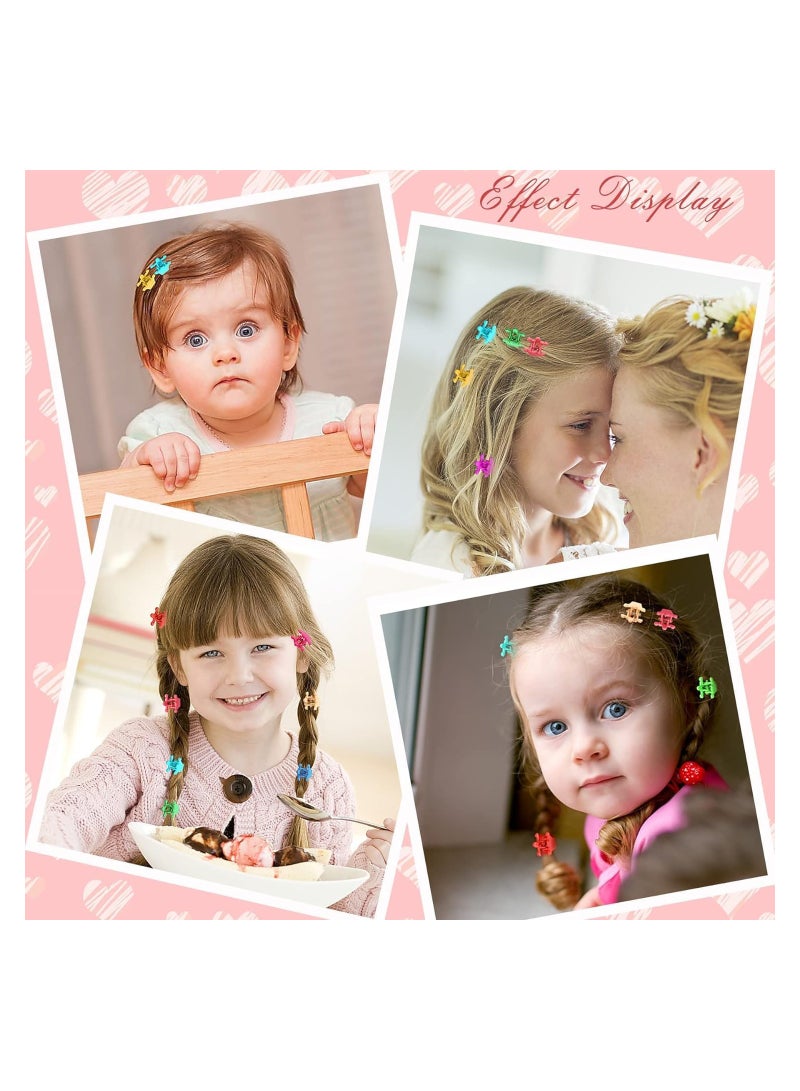 Excefore Baby Girls Hair Claw Clips,100 Pcs Colorful Mini Hair Claw Clips Clamps Accessories for Baby Toddler Girls Decorative Bun Thin Hair - Image 3