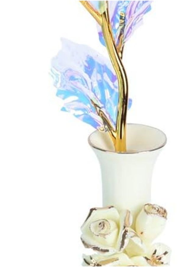 silvercnc - 24K Gold Rose, Foil Artificial Rose Flower with Base Decoration for Valentine's Day Wedding Anniversary Graduation Christmas Birthday (1#) - Image 1