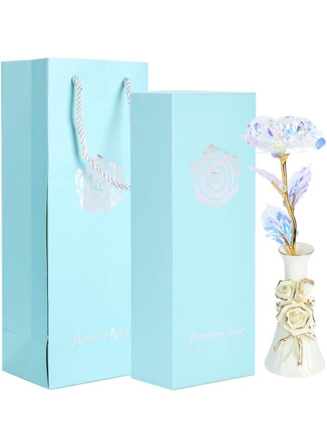 silvercnc - 24K Gold Rose, Foil Artificial Rose Flower with Base Decoration for Valentine's Day Wedding Anniversary Graduation Christmas Birthday (1#) - Image 1
