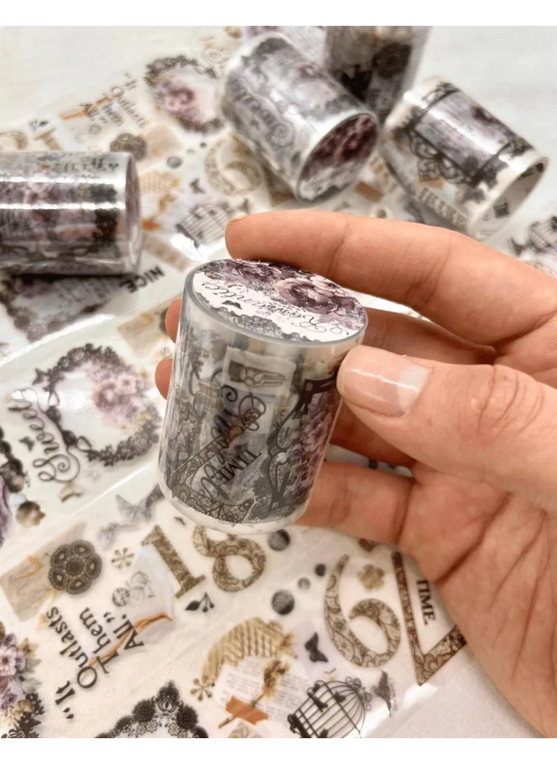 Kağıt Gemi Dükkan Paper Ship Shop Romantic Series Purple Floral Patterned Washi Tape Washi Tape Waterproof Bullet Journal